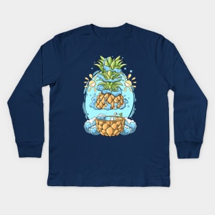 Summer Vibes Ananas Kids Long Sleeve T-Shirt